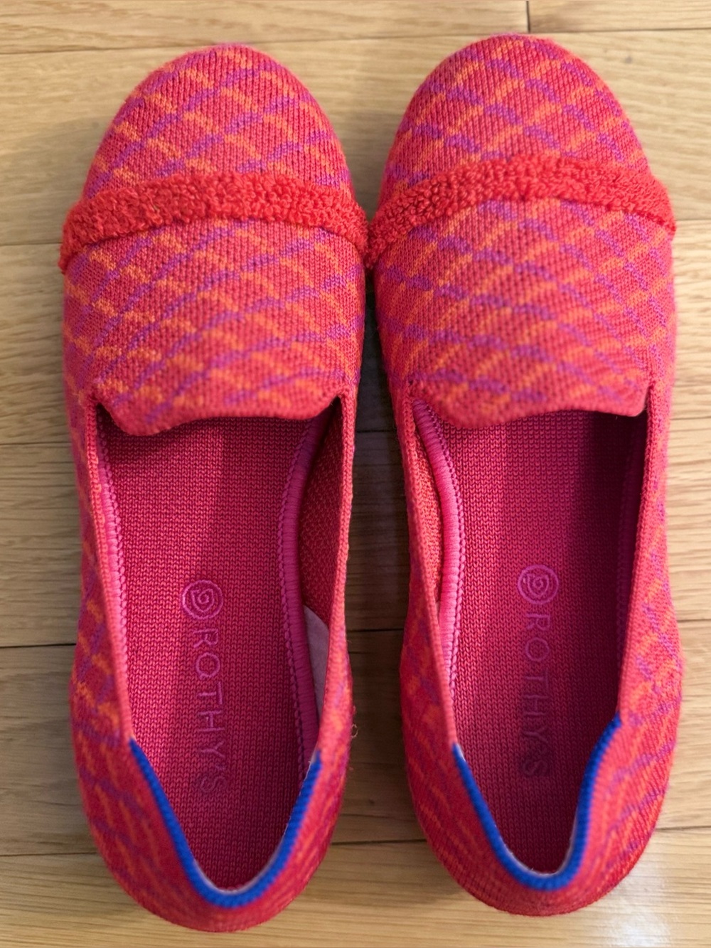 Rothy's Kids Pink & Orange Knit Slip-On Loafers Size 3